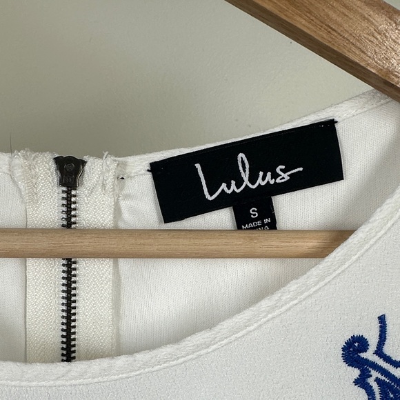 Lulus Tale to Tell Blue and Ivory Embroidered Shift Dress women’s small - Picture 5 of 12